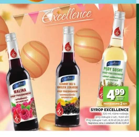 Syrop Excellence malina +2 warianty