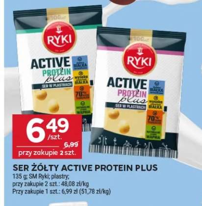 Ser żółty Active Protein Plus w plastrach Ryki