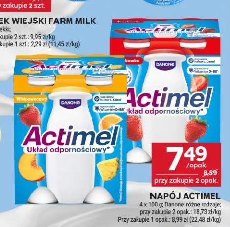 Napój Actimel Wieloowocowy 4-pak +1 wariant