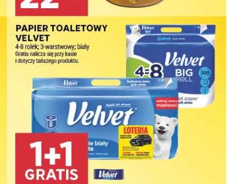 Papier toaletowy 3-warstwowy biały 8-pak Velvet +1 wariant