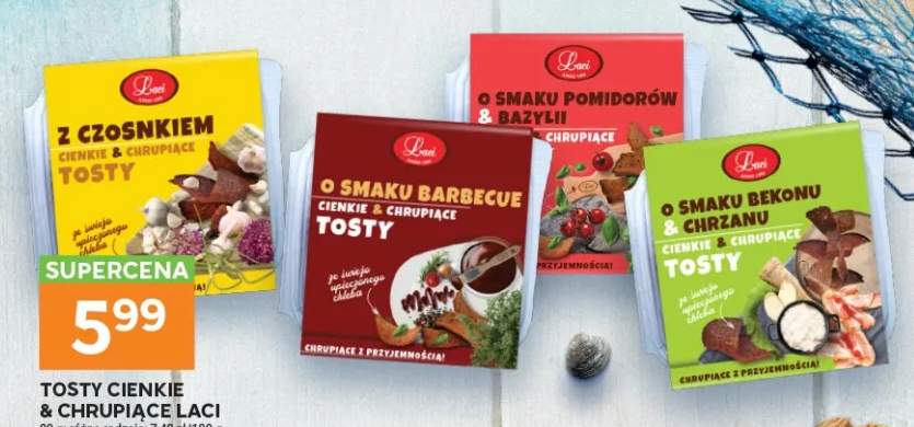 Tosty cienkie & chrupiące z czosnkiem Laci +3 warianty