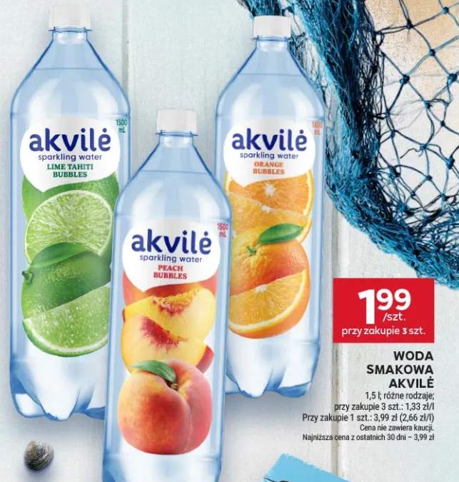 Woda smakowa Akvilė Lime Tahiti Bubbles +2 warianty