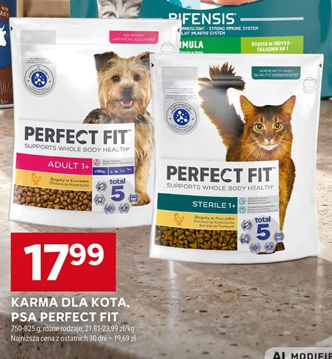 Karma dla psa Perfect Fit Adult 1+ bogaty w kurczaka +1 wariant