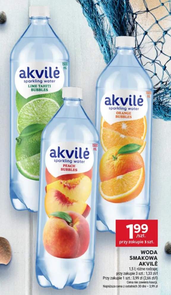 Woda smakowa Akvilė Lime Tahiti Bubbles +2 warianty
