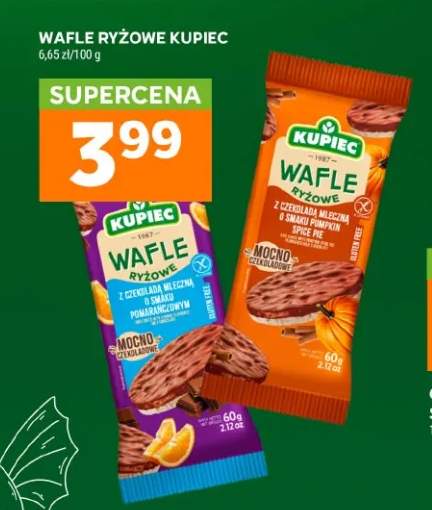 Wafle ryżowe z czekoladą mleczną o smaku pomarańczowym Kupiec +1 wariant