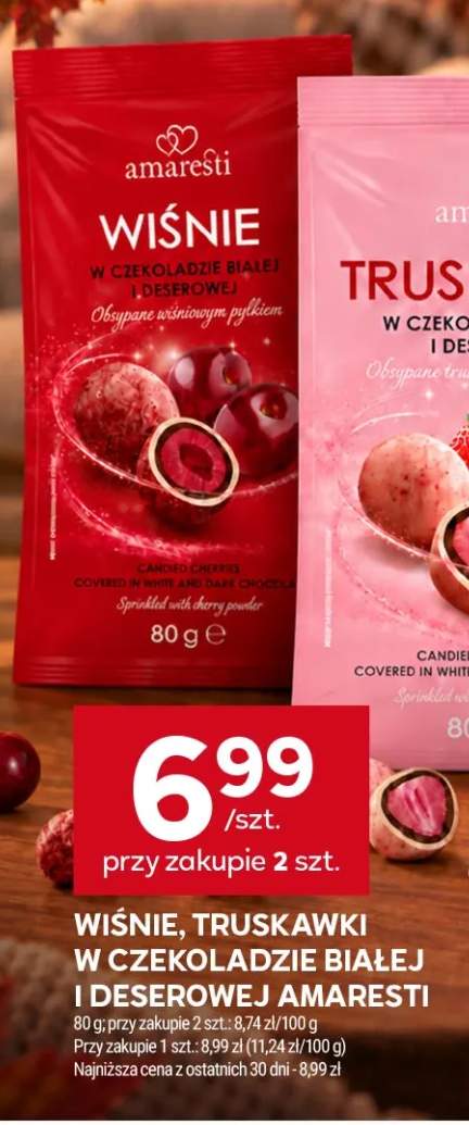 Wiśnie w czekoladzie białej i deserowej Amaresti +1 wariant