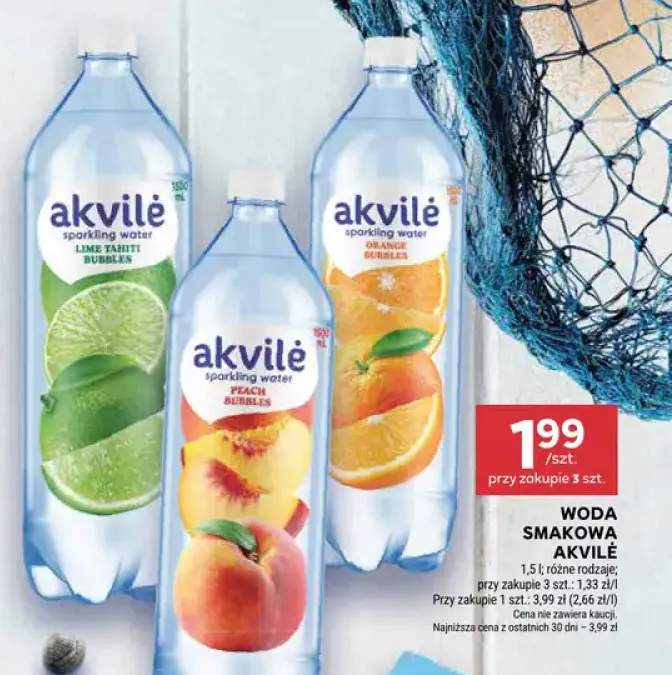 Woda smakowa Akvilė Peach Bubbles +2 warianty