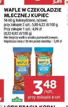 Wafle w czekoladzie mlecznej kukurydziane Kupiec +1 wariant