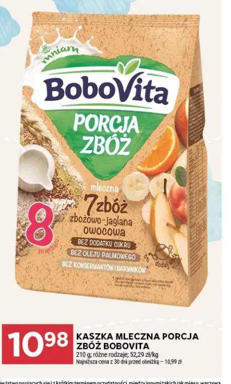 Kaszka mleczna Porcja Zbóż BoboVita 7 zbóż zbożowo-jaglana owocowa