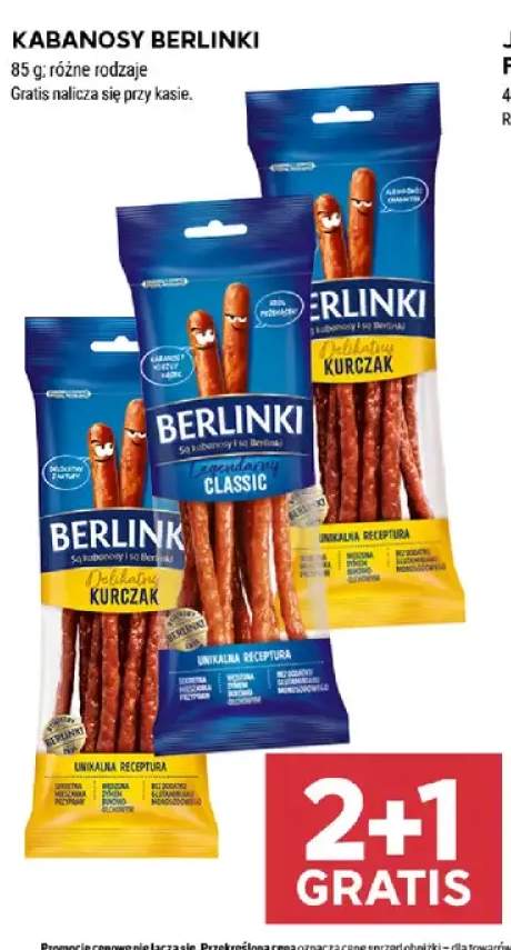 Kabanosy Berlinki Delikatny Kurczak +1 wariant