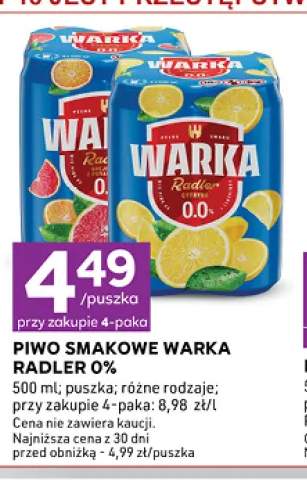 Piwo bezalkoholowe smakowe Warka Radler