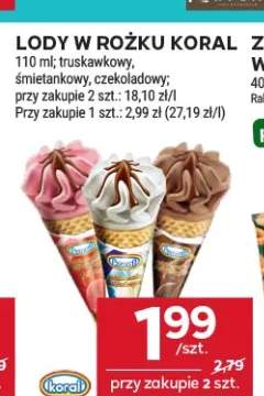 Lody w rożku truskawkowy +2 warianty