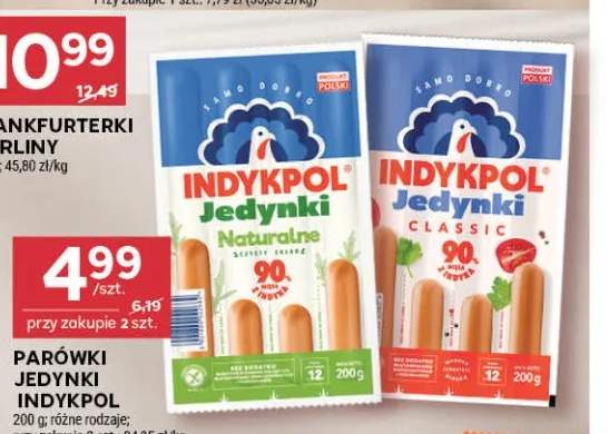 Parówki Jedynki Naturalne Indykpol +1 wariant
