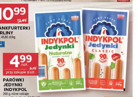 Parówki Indykpol Jedynki Naturalne