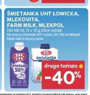 Śmietanka UHT Łowicka, Mlekovita, Farm Milk, Mlekpol