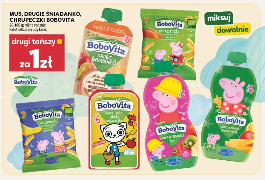 Drugie śniadanko BoboVita owoce z kaszką jabłko gruszka pomarańcza z kaszką owsianą