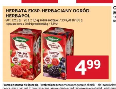 Herbata ekspresowa Herbaciany Ogród Malina z dziką różą Herbapol +1 wariant