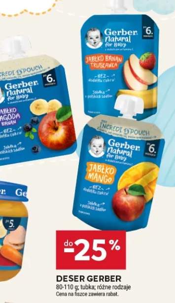 Deser Gerber Natural for Baby Jabłko Banan Truskawka
