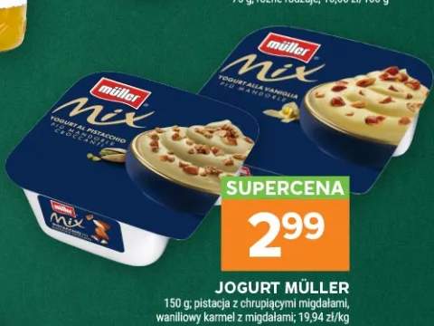 Jogurt Müller Mix pistacja z chrupiącymi migdałami +1 wariant
