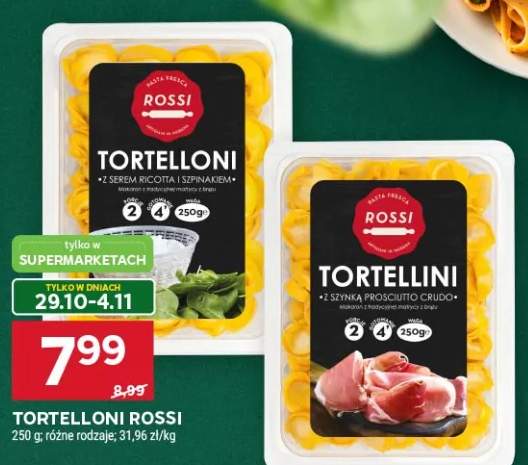 Tortellini z szynką prosciutto crudo Rossi +1 wariant