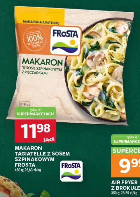 Makaron tagiatelle z sosem szpinakowym Frosta